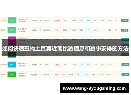 如何快速查找土耳其近期比赛信息和赛事安排的方法 如何快速查找土耳其近期比赛信息和赛事安排的方法